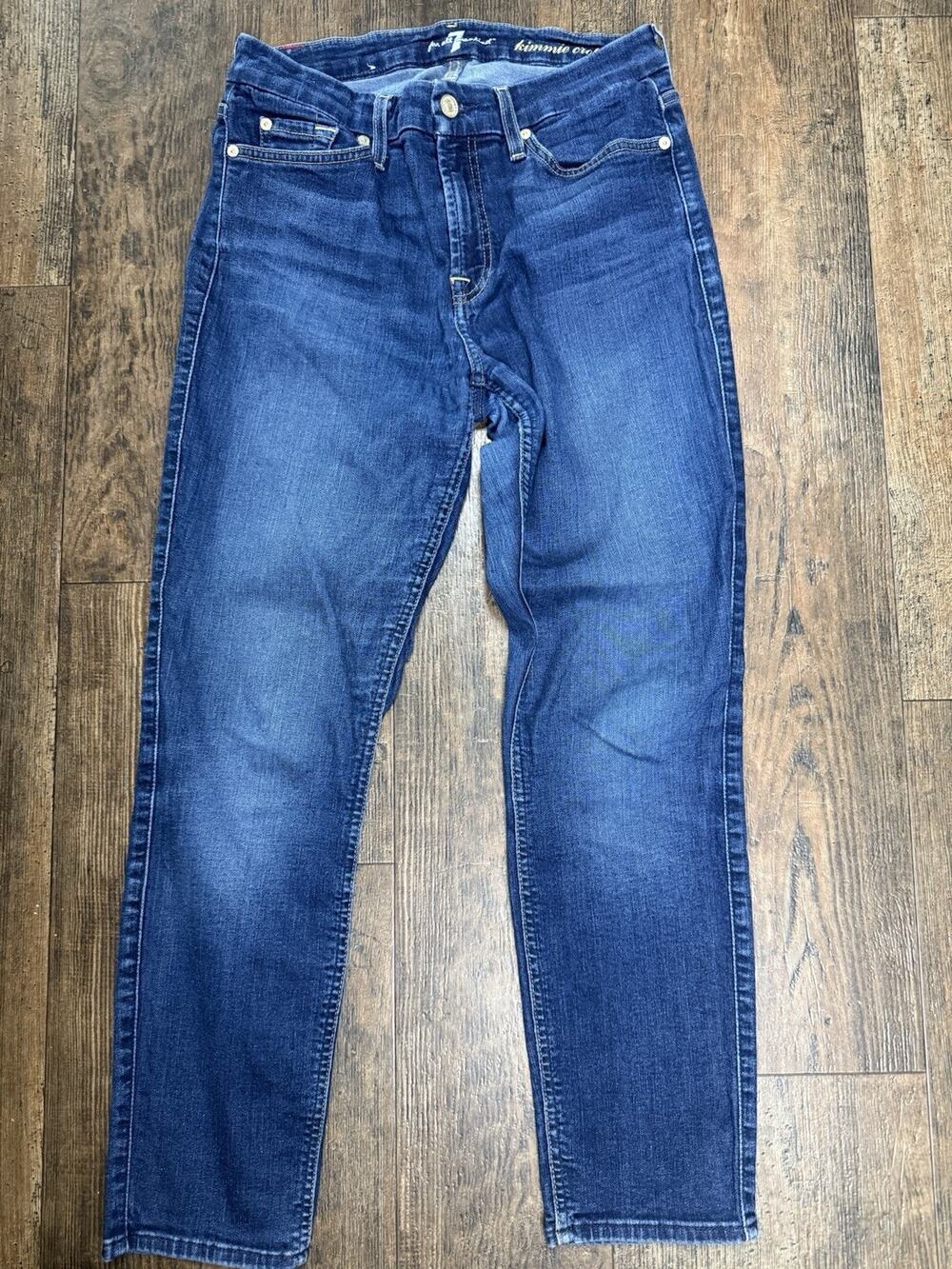 Seven for all Mankind Kimmie Crop Jeans Blue Stretch Denim Size 29